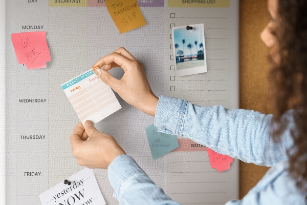 Maaltijdplanner met gekleurde secties en bedrukking