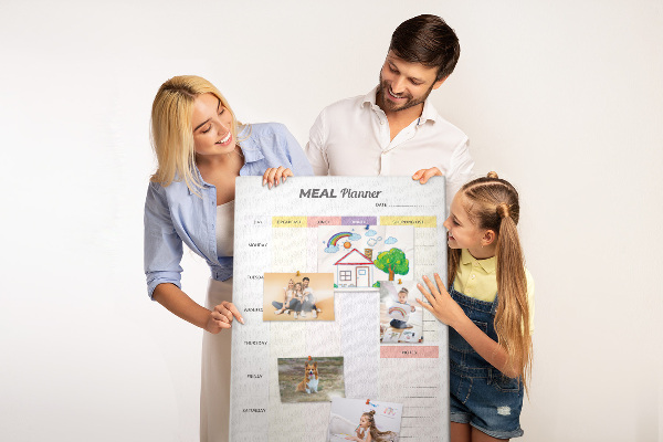 Maaltijdplanner met gekleurde secties en bedrukking