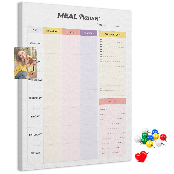 Maaltijdplanner met gekleurde secties en bedrukking