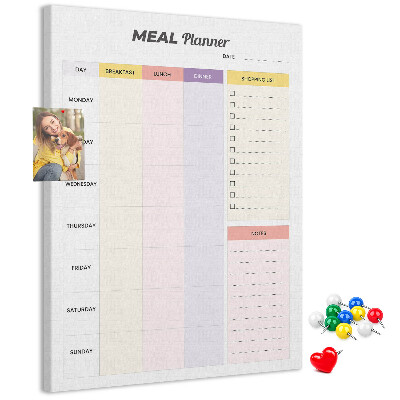 Maaltijdplanner met gekleurde secties en bedrukking
