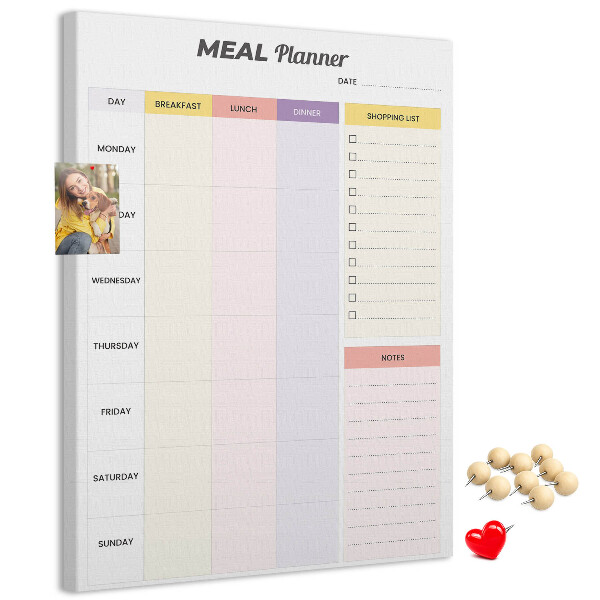 Maaltijdplanner met gekleurde secties en bedrukking