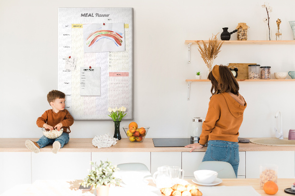 Maaltijdplanner met gekleurde secties en bedrukking