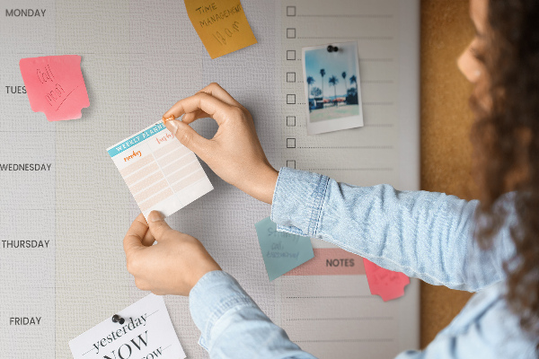 Maaltijdplanner met gekleurde secties en bedrukking