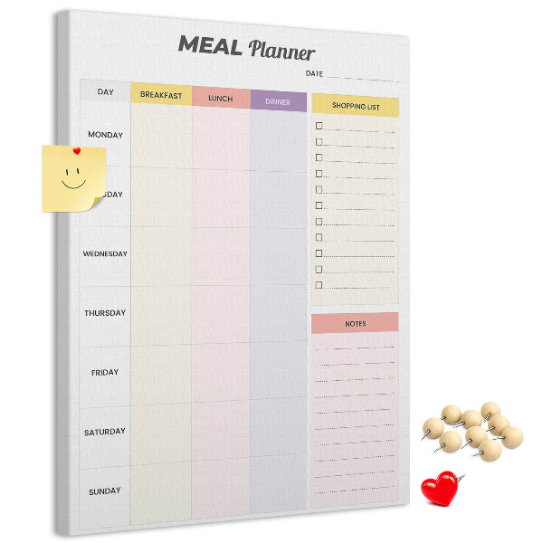 Maaltijdplanner met gekleurde secties en bedrukking