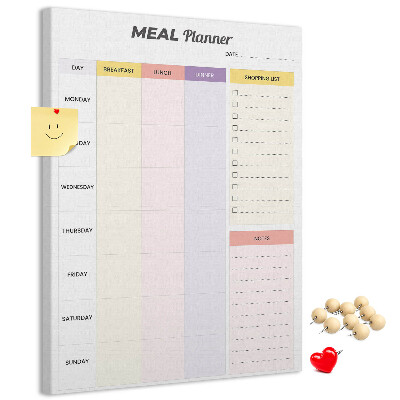 Maaltijdplanner met gekleurde secties en bedrukking
