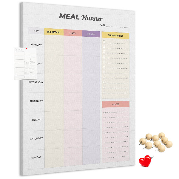 Maaltijdplanner met gekleurde secties en bedrukking