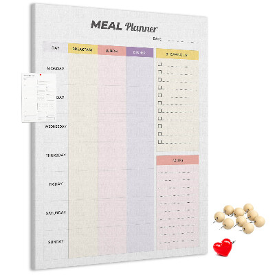 Maaltijdplanner met gekleurde secties en bedrukking