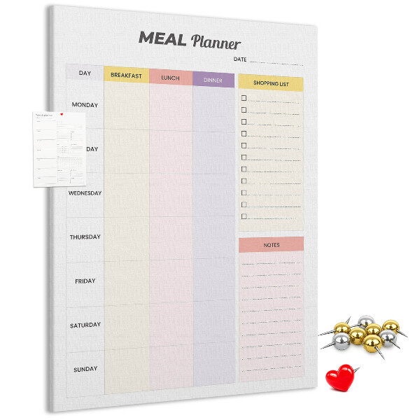 Maaltijdplanner met gekleurde secties en bedrukking