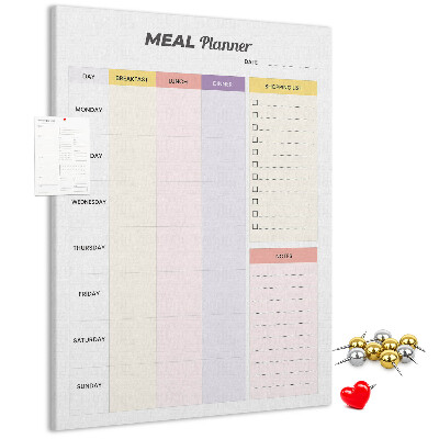 Maaltijdplanner met gekleurde secties en bedrukking