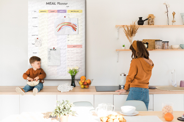 Maaltijdplanner met gekleurde secties en bedrukking