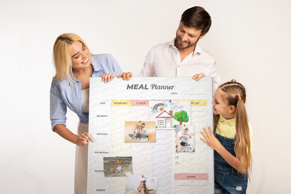 Maaltijdplanner met gekleurde secties en bedrukking