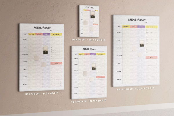 Maaltijdplanner met gekleurde secties en bedrukking