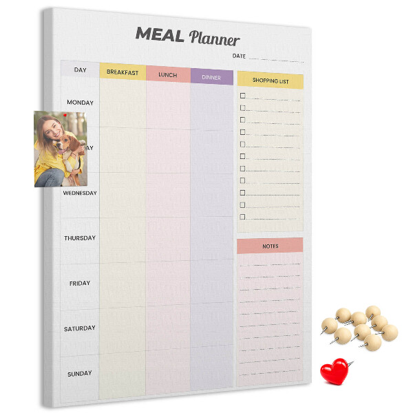 Maaltijdplanner met gekleurde secties en bedrukking