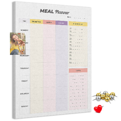 Maaltijdplanner met gekleurde secties en bedrukking