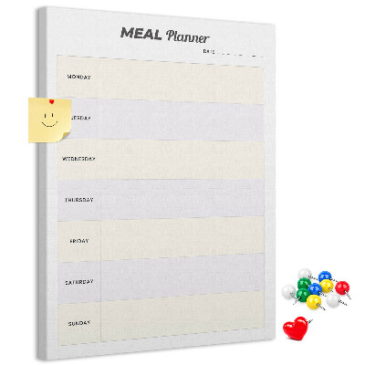 Kurken memobord maaltijdplanner voor de hele week