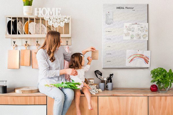 Kurken memobord maaltijdplanner voor de hele week