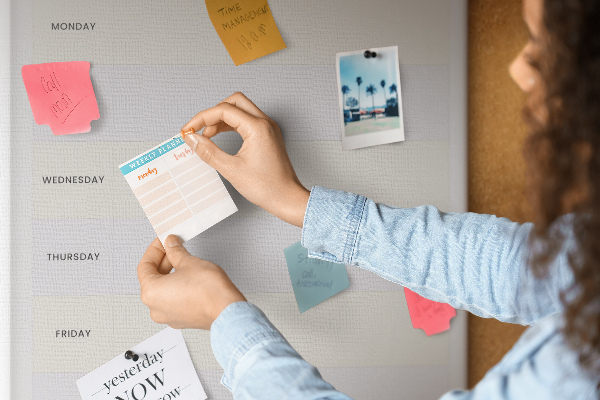 Kurken memobord maaltijdplanner voor de hele week
