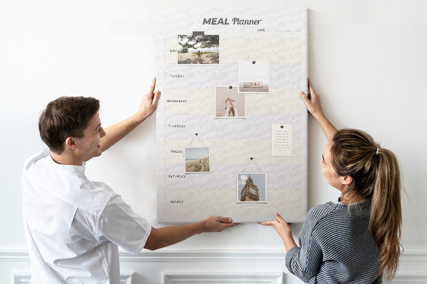 Kurken memobord maaltijdplanner voor de hele week