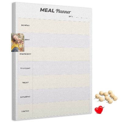 Kurken memobord maaltijdplanner voor de hele week
