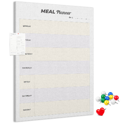 Kurken memobord maaltijdplanner voor de hele week