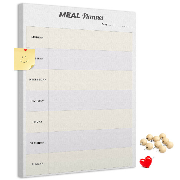 Kurken memobord maaltijdplanner voor de hele week