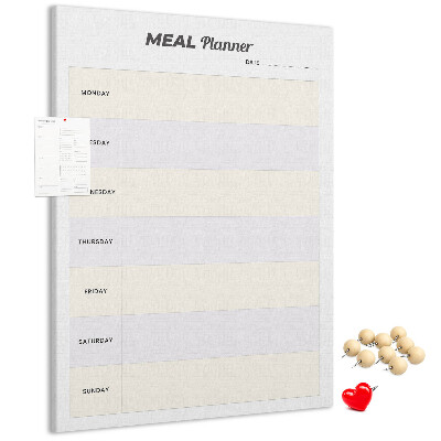 Kurken memobord maaltijdplanner voor de hele week