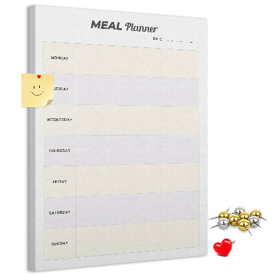 Kurken memobord maaltijdplanner voor de hele week