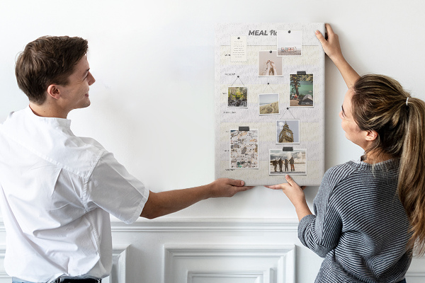 Kurken memobord maaltijdplanner voor de hele week