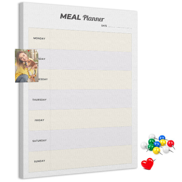 Kurken memobord maaltijdplanner voor de hele week