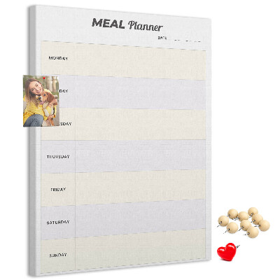 Kurken memobord maaltijdplanner voor de hele week