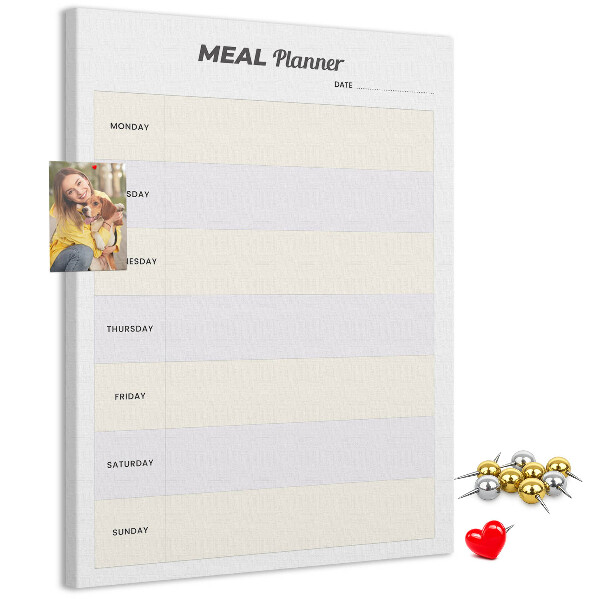 Kurken memobord maaltijdplanner voor de hele week