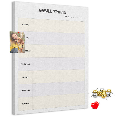 Kurken memobord maaltijdplanner voor de hele week