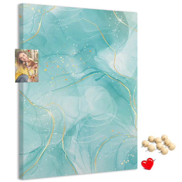 Kurk met bedrukking fijne blauwe golven met gouden accenten