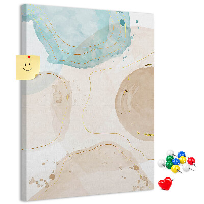 Memobord van kurk met abstracte vormen in delicate kleuren