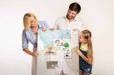 Memobord van kurk met abstracte vormen in delicate kleuren