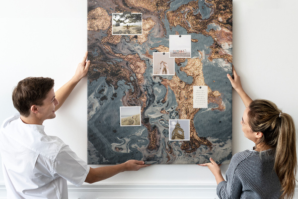 Kurk met bedrukking abstracte golven met een metallic accent