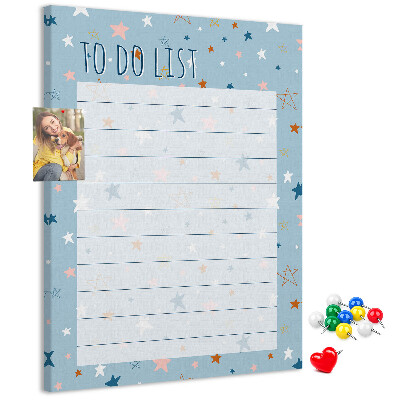 Kurken prikbord met sterrenthema voor takenlijsten