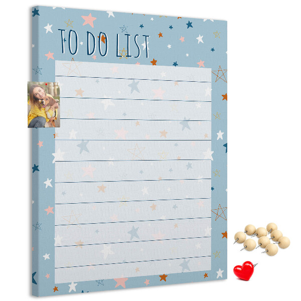 Kurken prikbord met sterrenthema voor takenlijsten