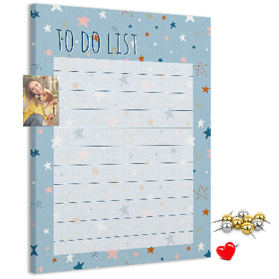 Kurken prikbord met sterrenthema voor takenlijsten