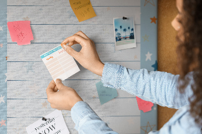 Kurken prikbord met sterrenthema voor takenlijsten