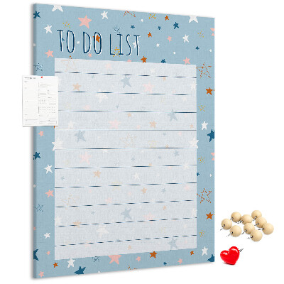 Kurken prikbord met sterrenthema voor takenlijsten