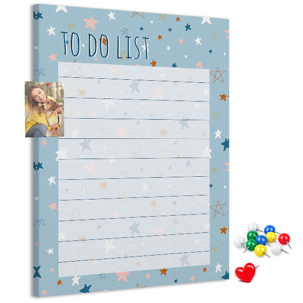 Kurken prikbord met sterrenthema voor takenlijsten