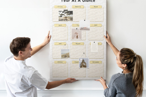 Kurk bedrukken jaarlijkse kalender voor evenementenplanning