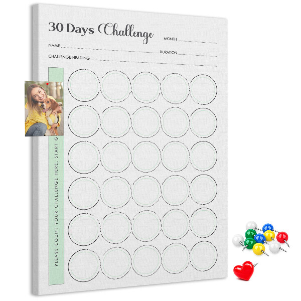 Memobord van kurk voor de 30-dagenuitdaging