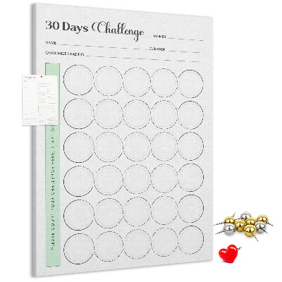 Memobord van kurk voor de 30-dagenuitdaging