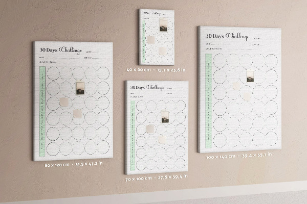 Memobord van kurk voor de 30-dagenuitdaging
