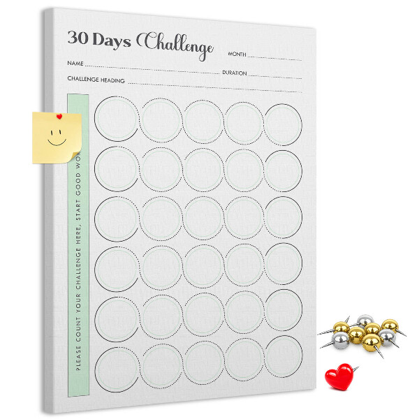 Memobord van kurk voor de 30-dagenuitdaging