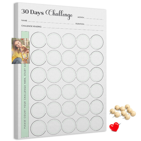 Memobord van kurk voor de 30-dagenuitdaging