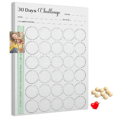 Memobord van kurk voor de 30-dagenuitdaging