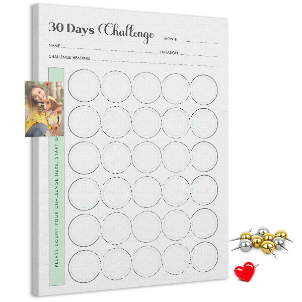 Memobord van kurk voor de 30-dagenuitdaging